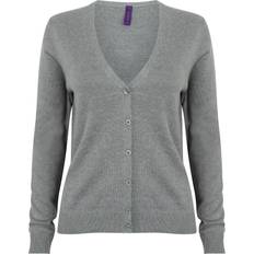 Henbury Womens/Ladies V-Neck Button Up Cardigan (Black)