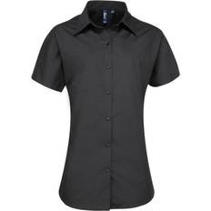 Premier Womens/Ladies Supreme Heavy Poplin Short Sleeve Work Shirt (Black) Also in: 20, 6, 8, 18, 10