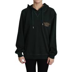 Dolce & Gabbana Green Jumpers Dolce & Gabbana Women's Crown Embroidery Hoodie TSH5799-36 IT36