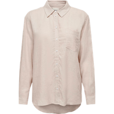 Damen - Grau Hemden Only Tokyo Plain Linen Blend Shirt - Grey/Moonbeam