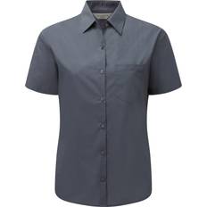 Red - Women Shirts Russell Russell Collection Ladies/Womens Short Sleeve Poly-Cotton Easy Care Poplin Shirt (Corporate Blue)