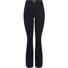 Pieces – Peggy – Svarta utsvängda jeans med hög midja-Svart/a