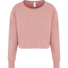 AWDis Womens Cropped Sweatshirt - Blanco/Color Rosa/Gris