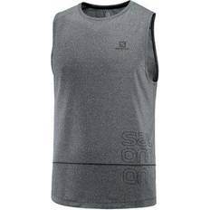 Hardlopen - Turkoois Mouwloze shirts Salomon Cross Run Graphic Tank M - Black/Heather