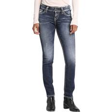 Silver Jeans Dam Suki Mid Rise Raka Ben - Mörkblå