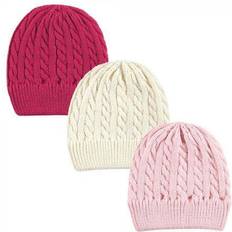 Hudson Baby Knitted Caps 3 pack - Pink/Cream