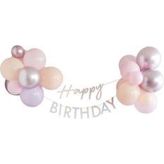 Ginger Ray 'Mix It Up' Happy Birthday Bunting with 24 Latex Balloons-1.5m, Pink