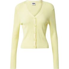 Femme - Jaune Cardigans Urban Classics Ladies Short Rib Knit Cardigan - Softyellow