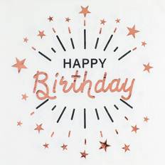 Santex Servietter Sparkling Happy Birthday Hvid/Roséguld 10-pak