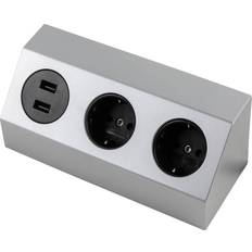 Hörnbox usb Heitronic Salerno hörnbox 2-vägs 2 USB uttag Silver/Vit