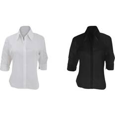 Kustom Kit Continental Damenbluse mit 3/4 Ärmeln - Weiß/Schwarz