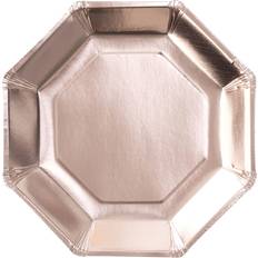 Ginger Ray Rose Gold Foiled Paper Party Plates Tableware 8 Pack, Pink