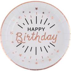 Santex Paptallerkerner Sparkling Happy Birthday Hvid/Roséguld 10-pak