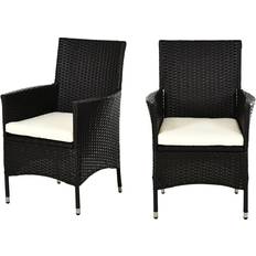 Garden & Outdoor Furniture OutSunny 2PC Rattan Dining Set Coffee