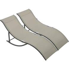 Garden & Outdoor Furniture OutSunny Alfresco S shaped Foldable Loungers Set of Two, Brown