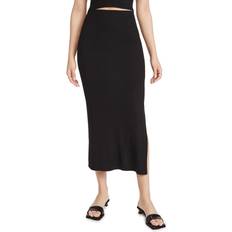 Seta Gonne Silk Rib Pencil Skirt - Black