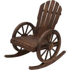 Outdoor Rocking Chairs Garden & Outdoor Furniture OutSunny Adirondack Rocking Chair Porch Poolside Garden Lounging Brown