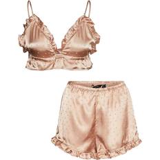 Vero Moda satin pyjama bralette and short set in