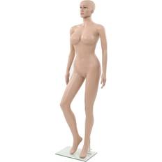 Manichini vidaXL Sexet kvindelig mannequin med glassokkel beige 180 cm