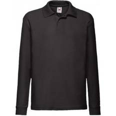 Gris Polos Fruit of the Loom Childrens/Kids Long Sleeve Pique Polo Shirt (14-15 Years) (Black)