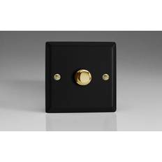 Dimmers Varilight 1-Gang 2-Way Push-On/Off Rotary LED Dimmer 1 x 0-120W (1-10 LEDs) in Matt Black