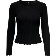 Only Onlnella L/S O-Neck Rib Top - Black