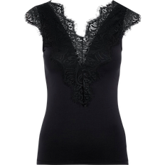 Pieces Ilu Top Mit Spitzenbesatz - Schwarz