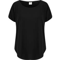 Damen - Polyurethan Oberteile Tombo T-Shirt Mit U-Ausschnitt - Schwarz