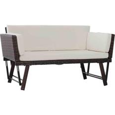 Synthetic Rattan Outdoor Sofas & Benches on sale OutSunny 2-in-1 Rattan Convertible Daybed Outdoor Sofa