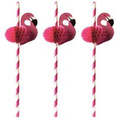 Papstar Pailles En Papier Ø 6 mm 20 cm Rose Flamingo