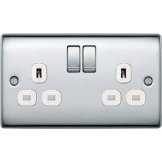 Electrical Outlets BG 2G 13A Switched Socket Brushed Steel