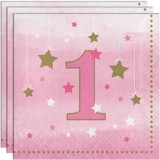 Twinkle Little Star Rosa, 1-års servetter 16-pack