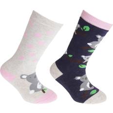 Floso Kid's Cotton Rich Welly Socks 2-pack - Navy Beige
