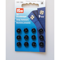 Schwarz Druckknöpfe Prym Sew-On Snap Fasteners Brass Black 9 mm