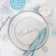 Creative Party Creative Party On Your Christening Paper Dinner Plates, Blue