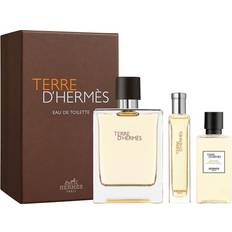 Terre d'hermes shower gel Hermès Terre D'hermes Gift Set EdT 100ml + EdT 10ml + Hair & Body Shower Gel 40ml + Pouch