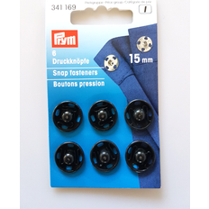 Schwarz Druckknöpfe Prym Sew-On Snap Fasteners Brass Black 15 mm