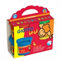 Rosso Pitture Giotto be-bè Finger Paint Set, Box of 4 x 150ml in Assorted Colours (Yellow, Green, Red, and Blue) Super-Washable, Ideal for Children