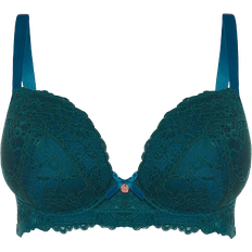 Oola Tonal Lace Padded Plunge Bra - Emerald/Teal