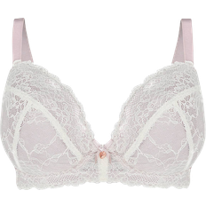 Tonal Lace Padded Plunge Bra - Ivory/Nude