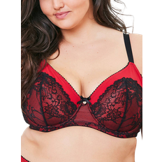 Oola Tonal Lace Underwired Bra - Red/Black