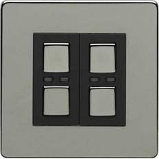 LightWave LightwaveRF 230V 2 Gang Master Dimmer Black Chrome JSJSLW420BLK