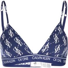 Intimo Calvin Klein CK One logo unlined triangle bralette in logo print