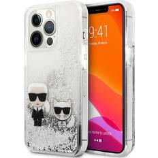 Karl Lagerfeld Cover per cellulari Karl Lagerfeld And Choupette Head Liquid Glitter Casefor Iphone 13 Pro Silver, Klhcp13lgkcs (klhcp13lgkcs)