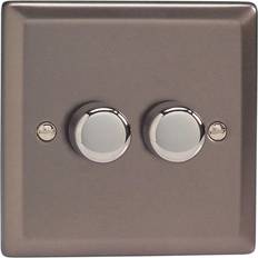 Varilight JRP252 Classic Pewter 2 Gang 2-Way Push-On/Off LED Dimmer 0-120W V-Pro