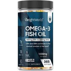 Haut Fettsäuren WeightWorld Omega 3 Fish Oil 1000mg Softgels 365 Stk.