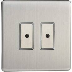 Dimmers Varilight 2-Gang V-Pro Eclique2 Touch/Remote Control LED Dimmer Brushed Chrome JDSE102S