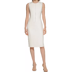 Calvin Klein Scuba-Crepe Embellished Sheath - Cream