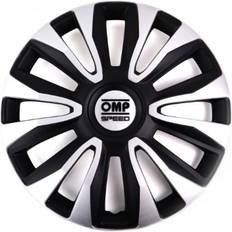 Llantas de coche OMP Tapacubos Magnum Speed Negro Plateado 14" (4 Uds)