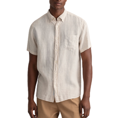 Beige - Hørskjorter Gant Regular Fit Garment-Dyed Linen Short Sleeve Shirt - Putty